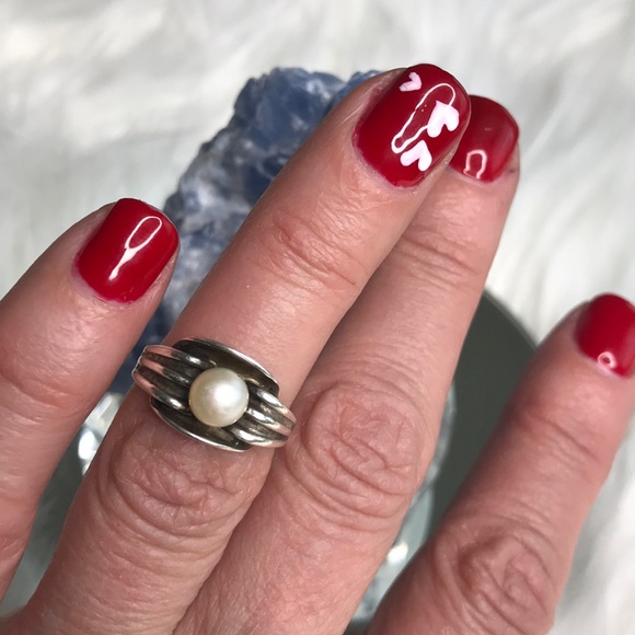 hellmut cordes Jewelry - Ring Size 5 3/4 Art Deco Sterling Silver Pearl Handmade Christmas Gift Jewelry